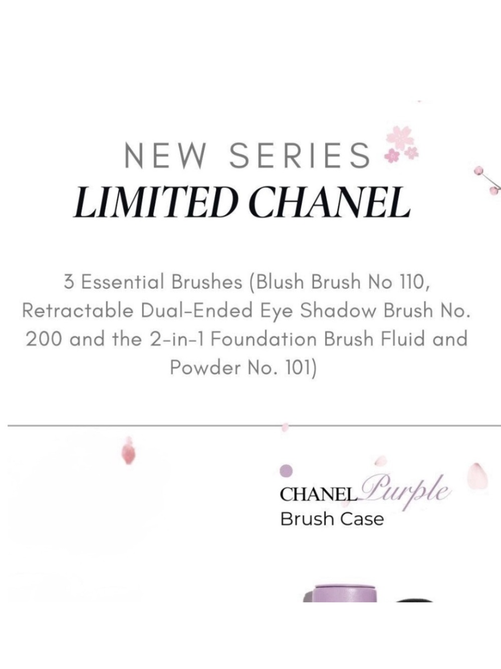 NIB CHANEL Limited Edition Set of 3 Makeup Brushes w/ Case Purple 135 Immortelle - Picture 14 of 14